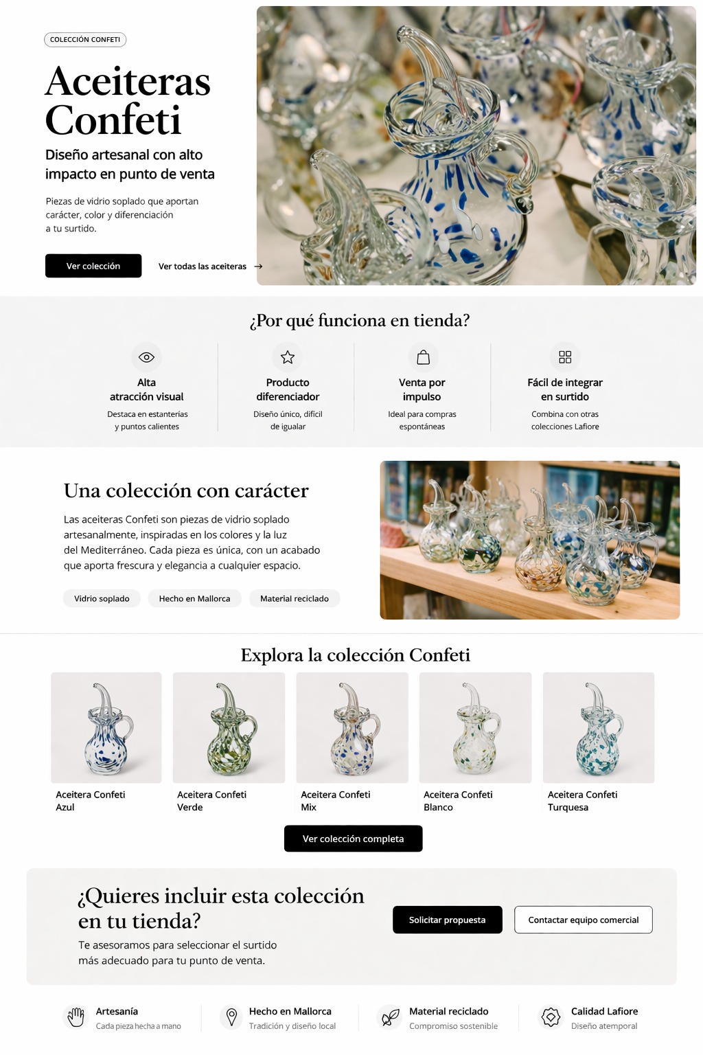 Lafiore pone a tu disposición la aceitera confeti para tu tienda